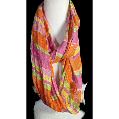 Lauren Ralph Lauren Multicolor Striped Sequin Infinity Scarf 33x14
