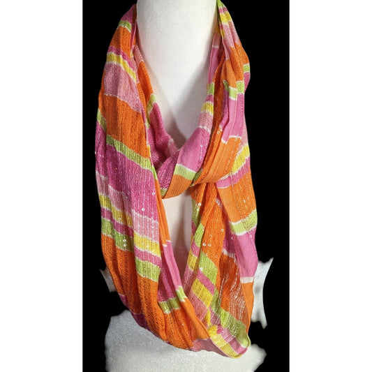 Lauren Ralph Lauren Multicolor Striped Sequin Infinity Scarf 33x14