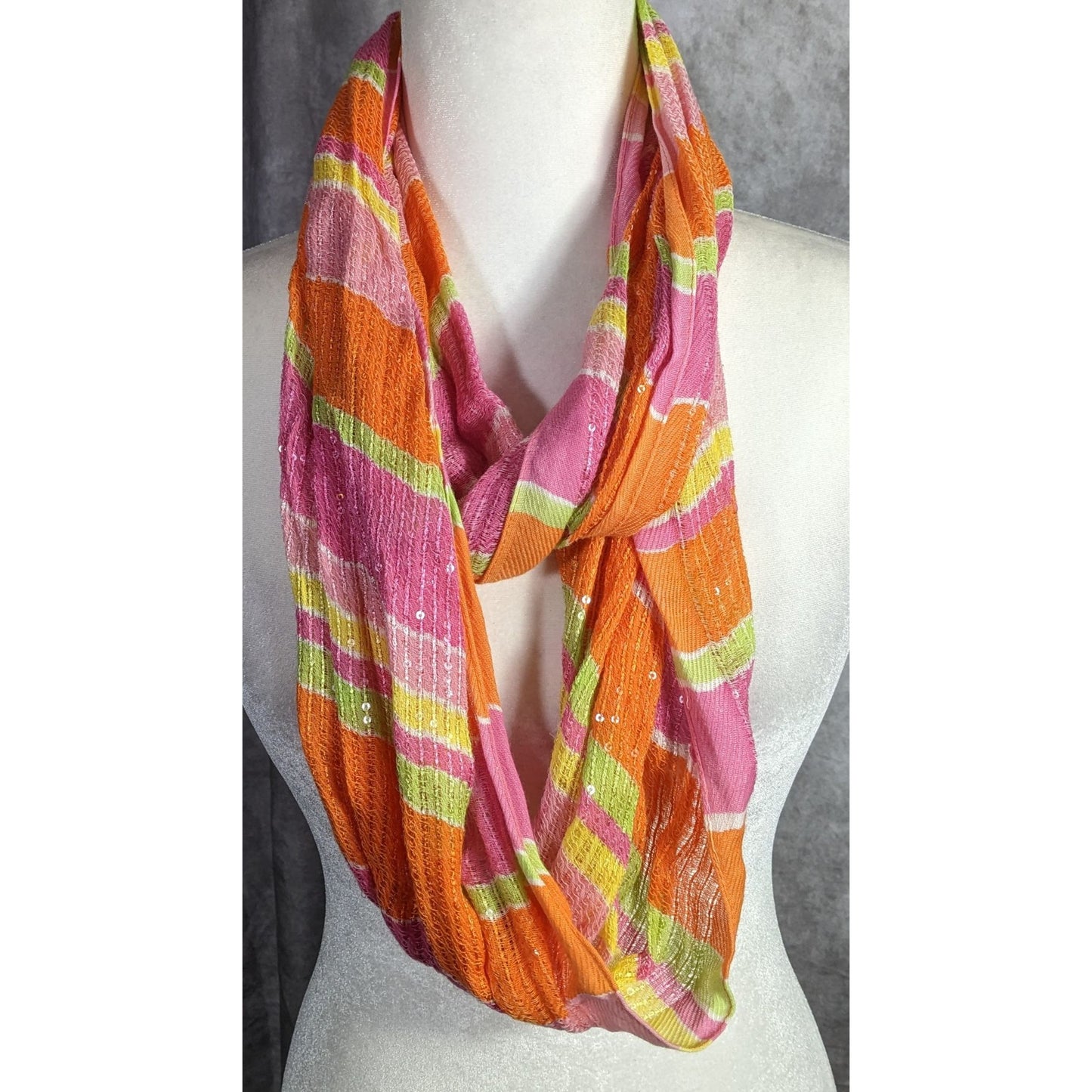 Lauren Ralph Lauren Multicolor Striped Sequin Infinity Scarf 33x14