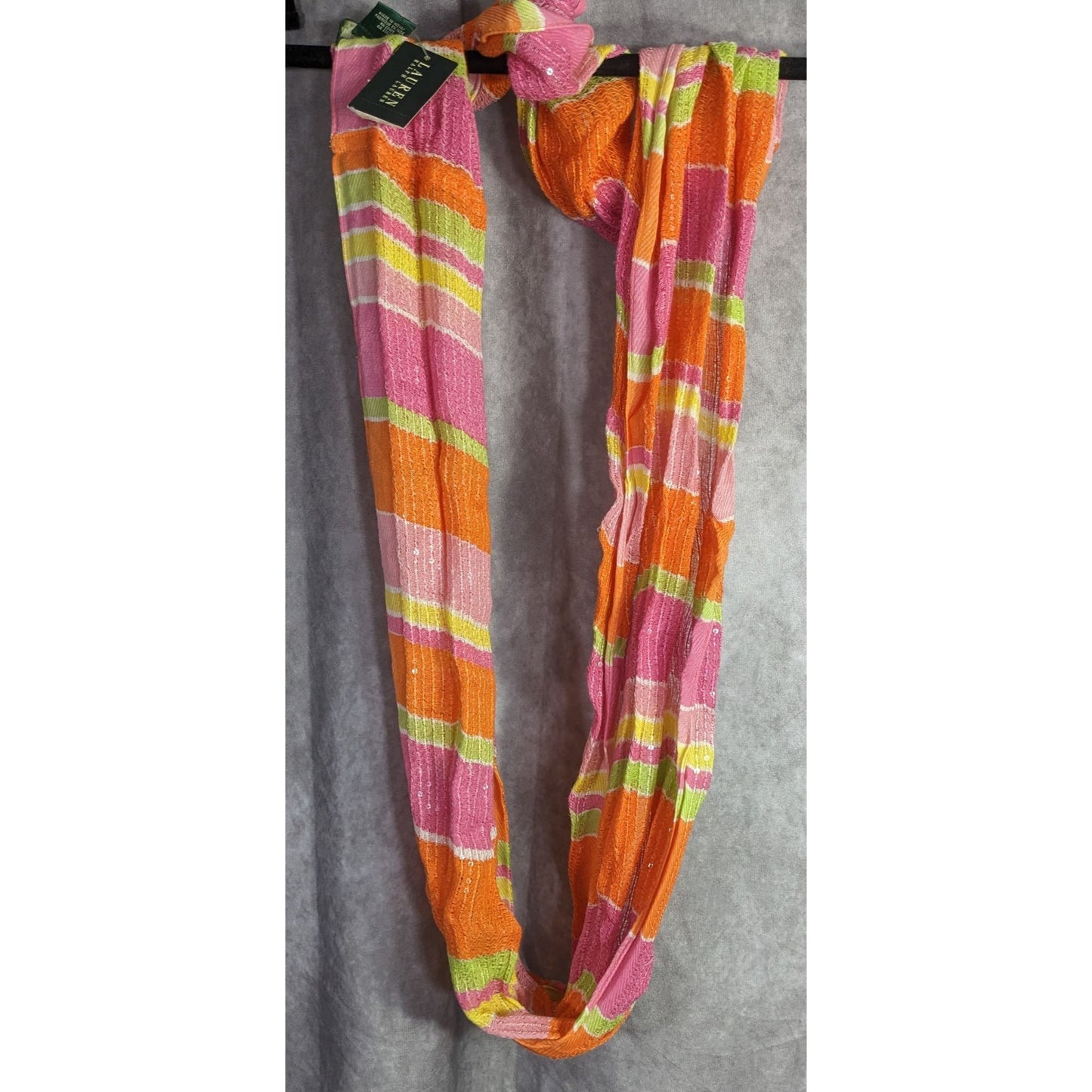 Lauren Ralph Lauren Multicolor Striped Sequin Infinity Scarf 33x14