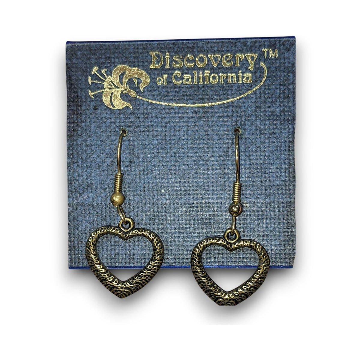 Discovery California Vintage Boho Metal Gold Tone Heart Earrings 1 1/4 NWT