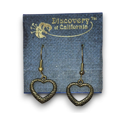 Discovery California Vintage Boho Metal Gold Tone Heart Earrings 1 1/4 NWT