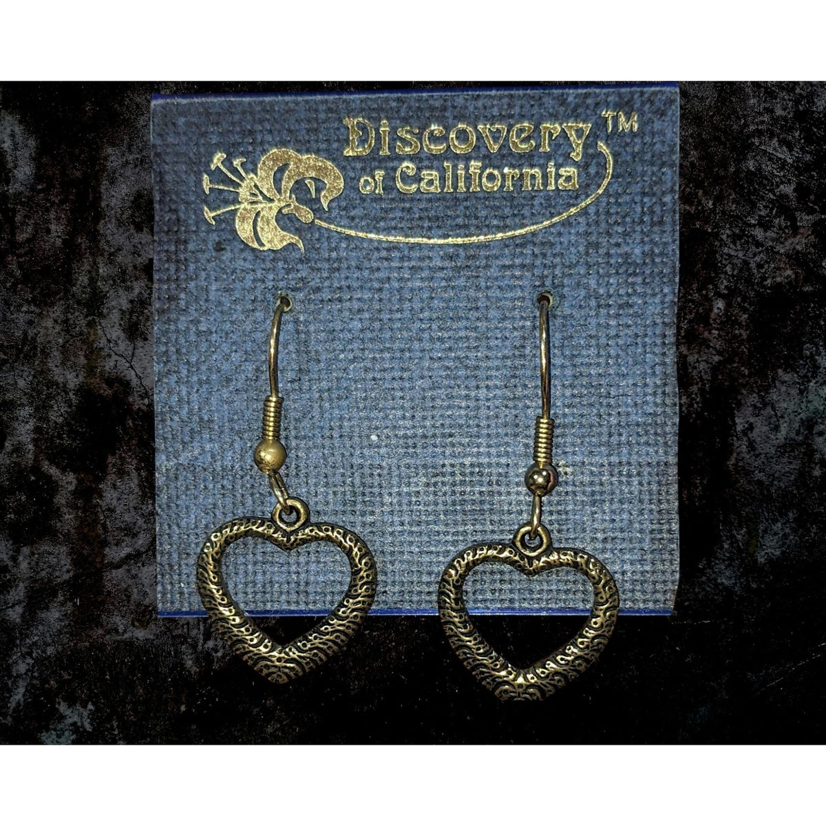 Discovery California Vintage Boho Metal Gold Tone Heart Earrings 1 1/4 NWT