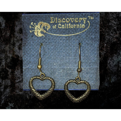 Discovery California Vintage Boho Metal Gold Tone Heart Earrings 1 1/4 NWT