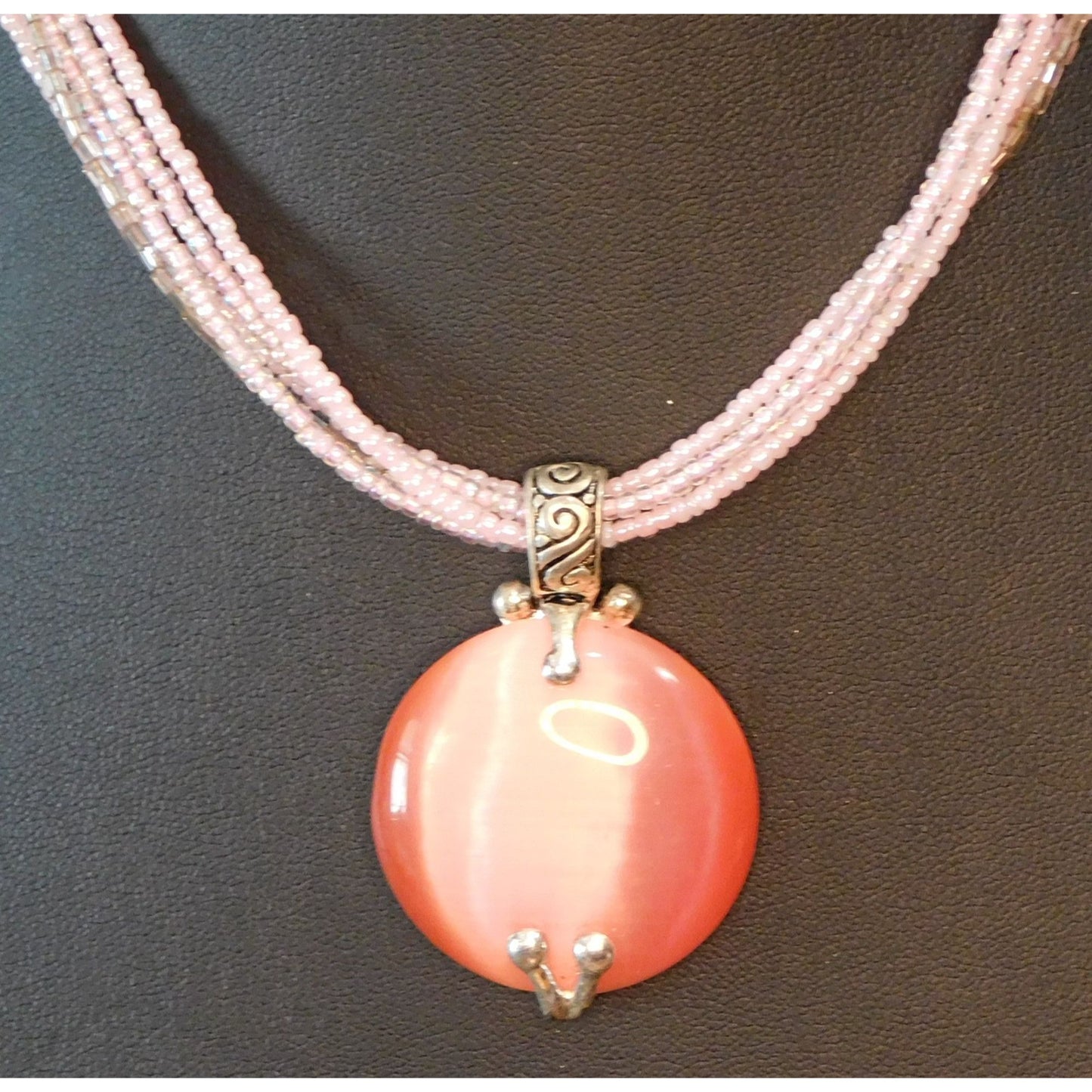 Premier Designs Pink Cat Eye Pendant Necklace