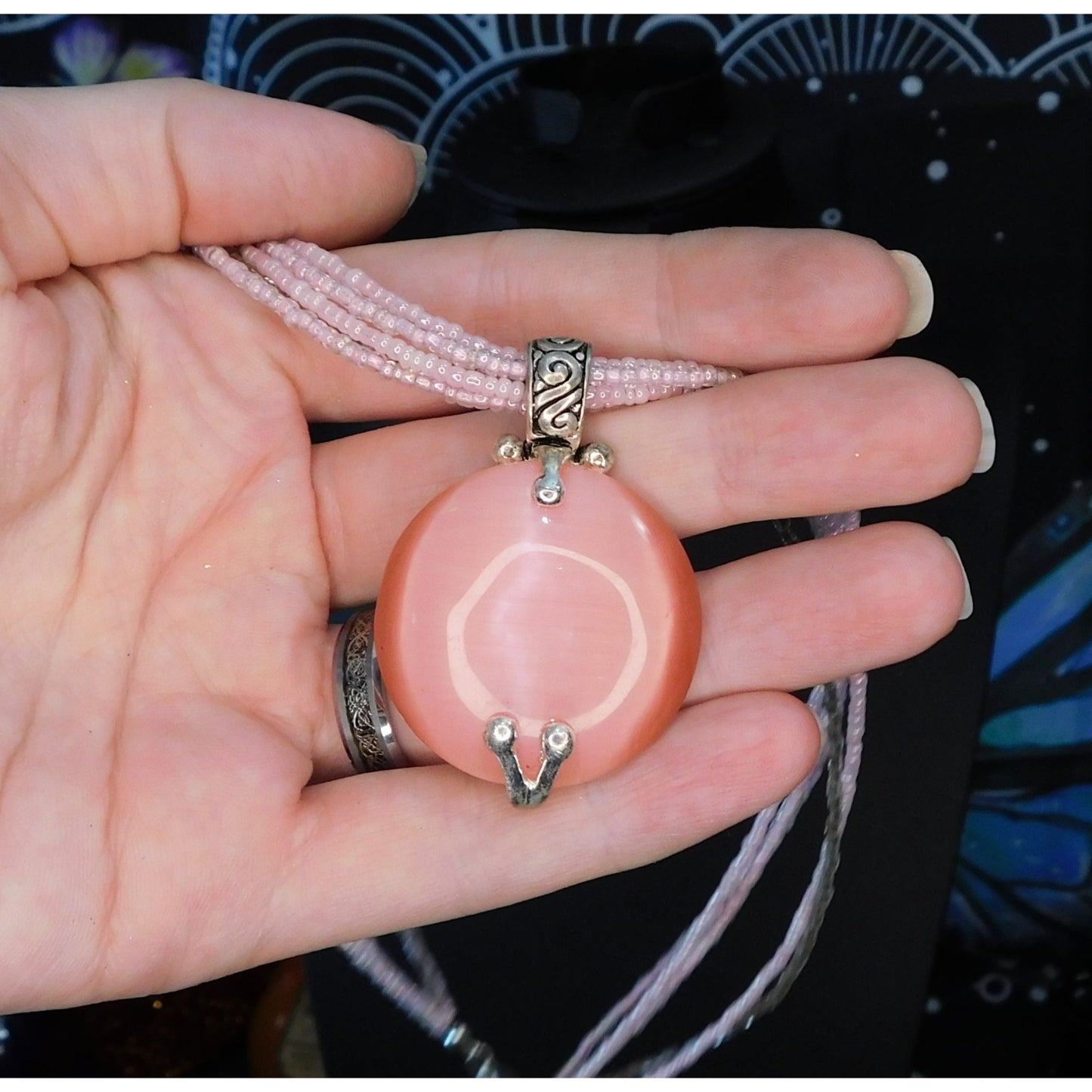 Premier Designs Pink Cat Eye Pendant Necklace