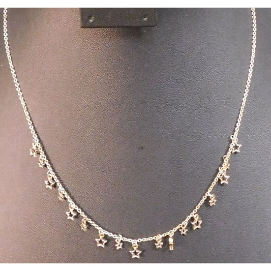 Dainty Silver Tone Star Charm  Necklace
