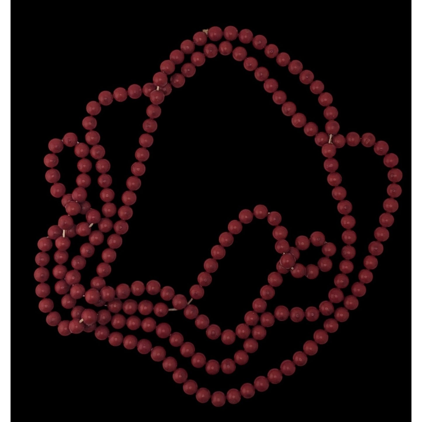 Vintage Extra Long Red Beaded Necklace Boho Statement Layering Strand Retro Chic