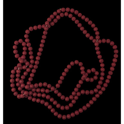 Vintage Extra Long Red Beaded Necklace Boho Statement Layering Strand Retro Chic