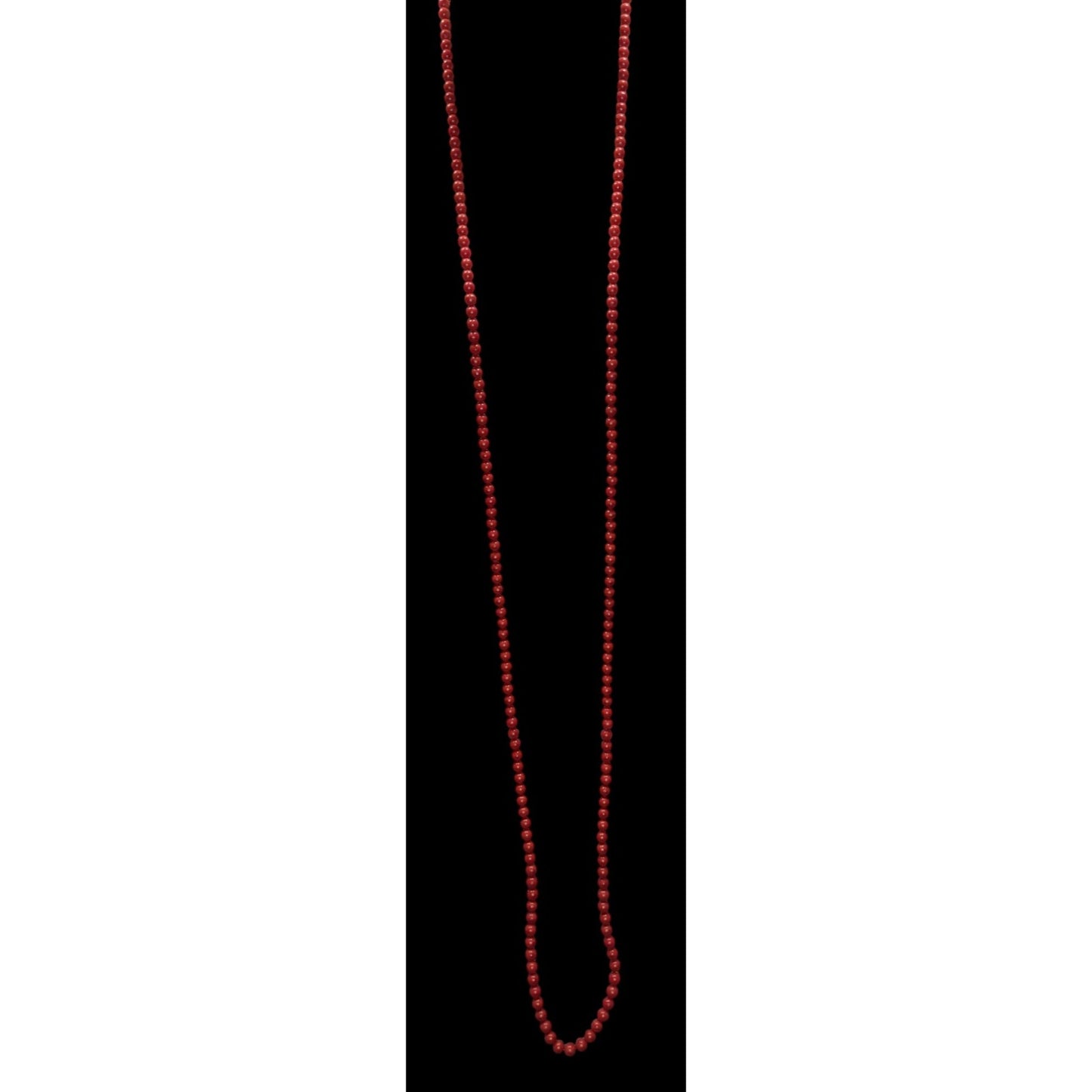 Vintage Extra Long Red Beaded Necklace Boho Statement Layering Strand Retro Chic