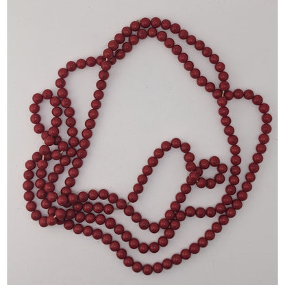 Vintage Extra Long Red Beaded Necklace Boho Statement Layering Strand Retro Chic