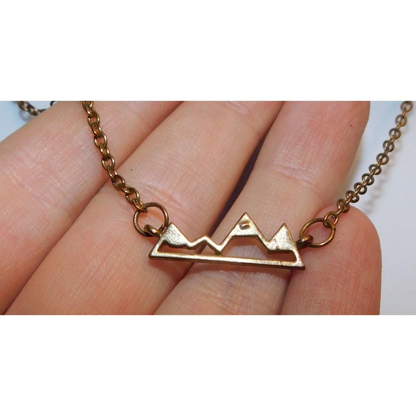 Dainty Minimalist Mountain Gold Tone Necklace