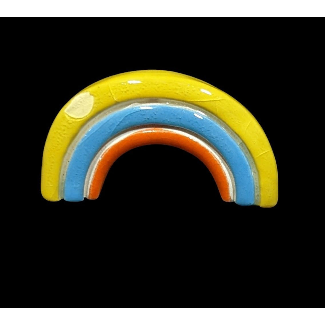 Vintage Rainbow Ceramic Brooch With Glaze Finish