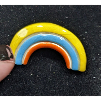 Vintage Rainbow Ceramic Brooch With Glaze Finish