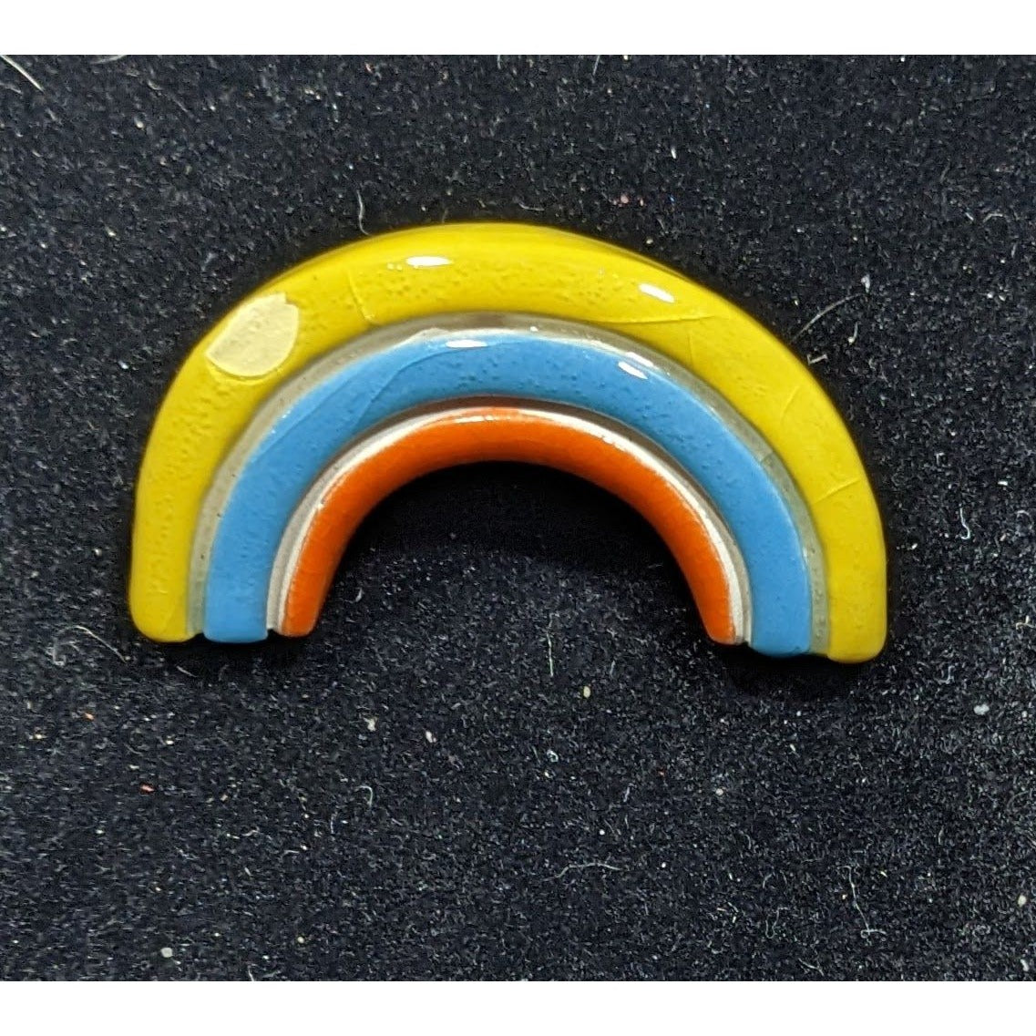 Vintage Rainbow Ceramic Brooch With Glaze Finish