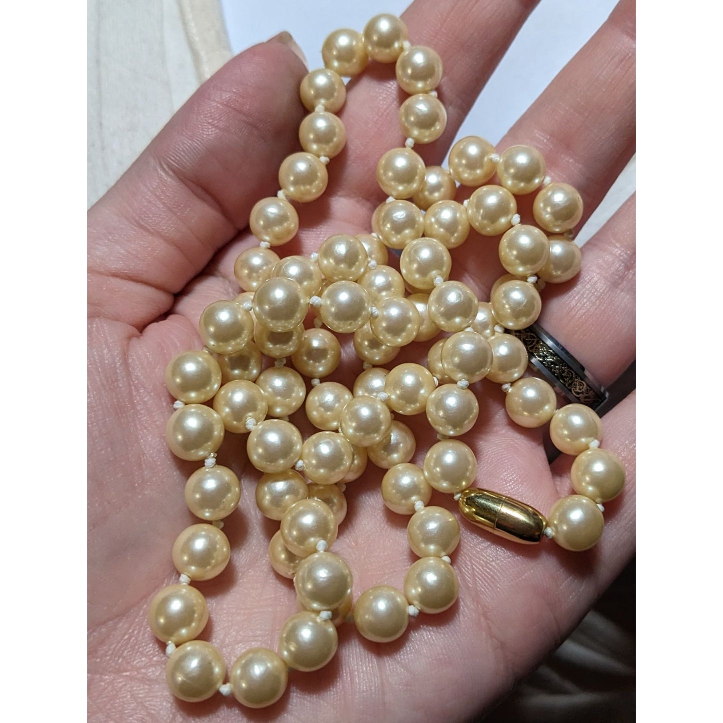 Vintage Glam Cream Faux Pearl Beaded Necklace