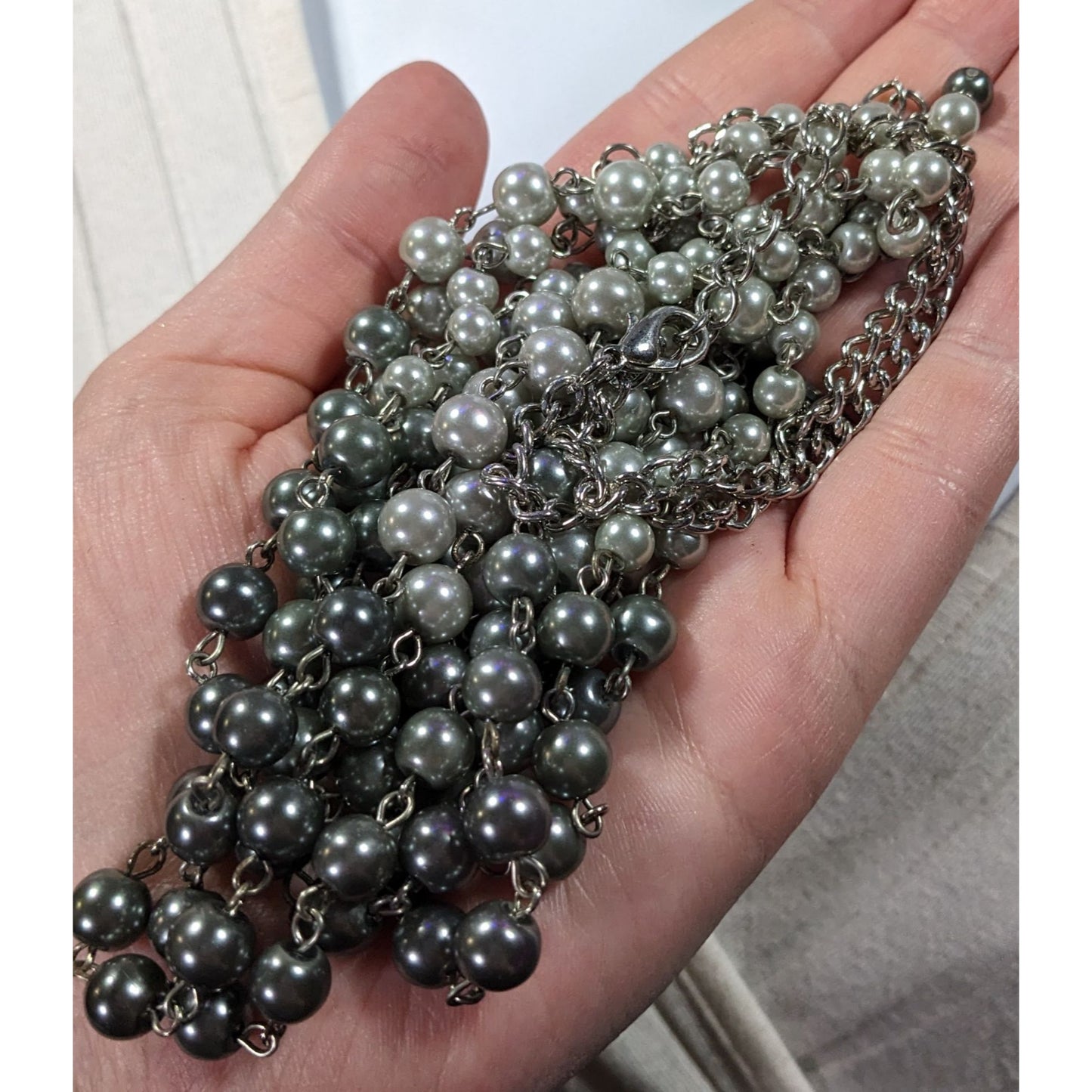 Elegant Glam Draped Dual Silver Tone Bib Necklace