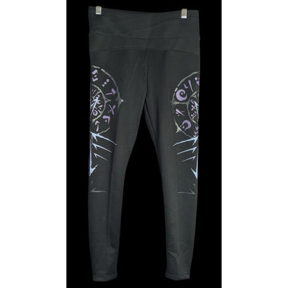 Verillas Raider Leggings Discontinued Black & Purple Design Size Small