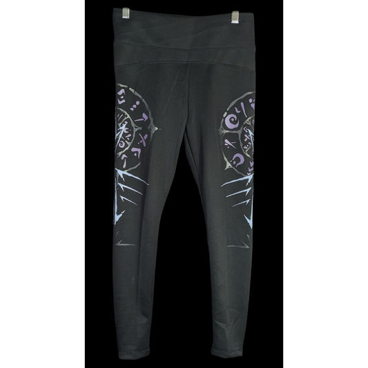 Verillas Raider Leggings Discontinued Black & Purple Design Size Small