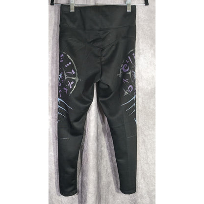 Verillas Raider Leggings Discontinued Black & Purple Design Size Small