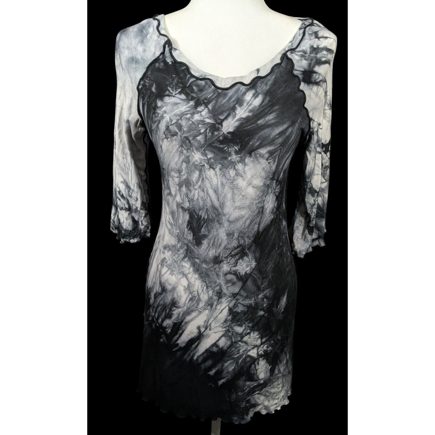 Angelrox Gothic Black and White Tiedye Mini Dress