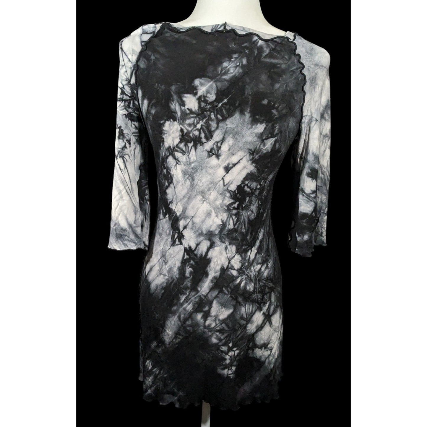 Angelrox Gothic Black and White Tiedye Mini Dress