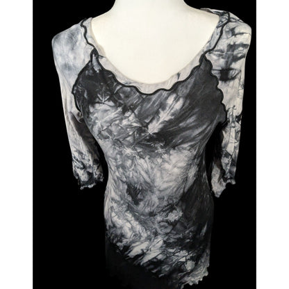 Angelrox Gothic Black and White Tiedye Mini Dress