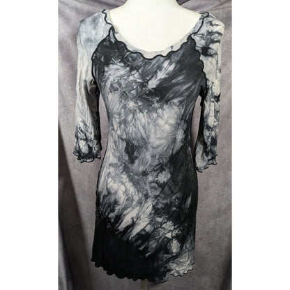 Angelrox Gothic Black and White Tiedye Mini Dress
