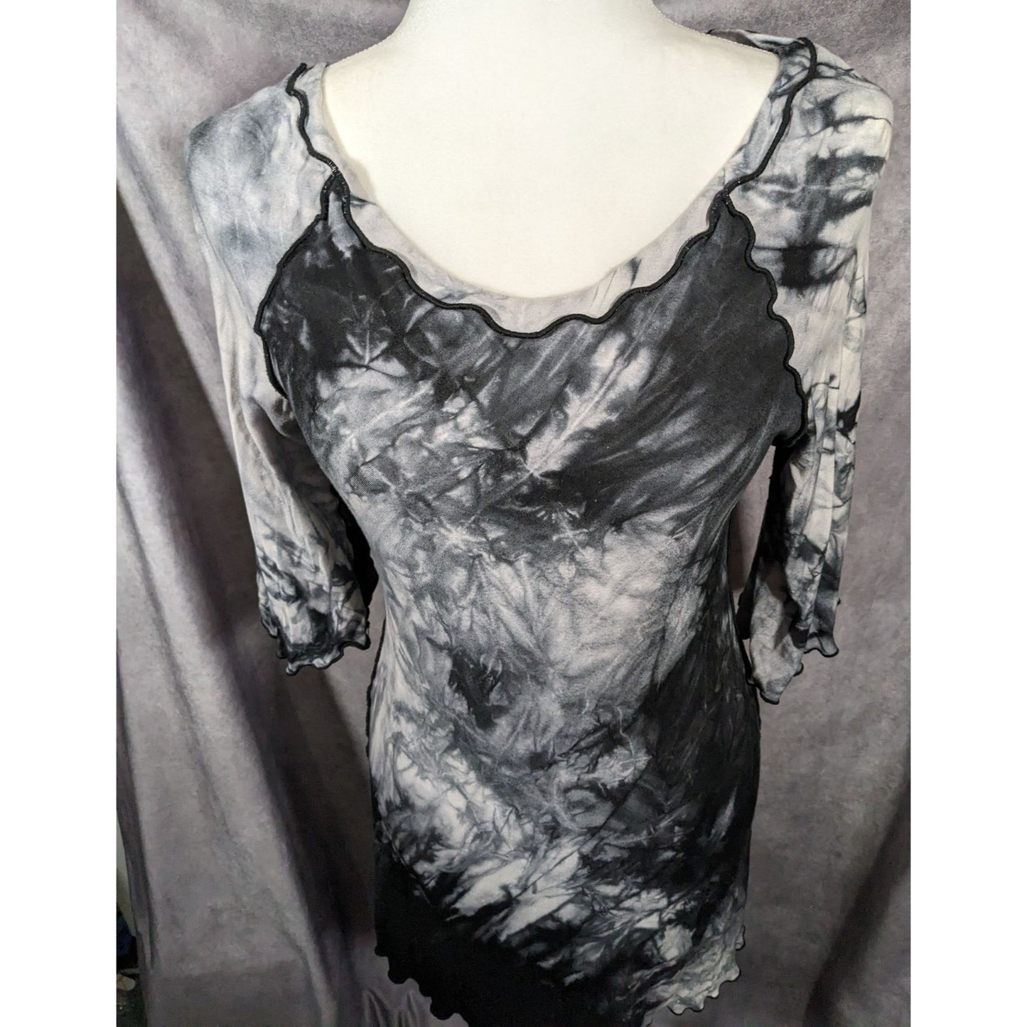 Angelrox Gothic Black and White Tiedye Mini Dress