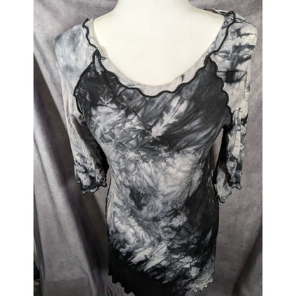 Angelrox Gothic Black and White Tiedye Mini Dress