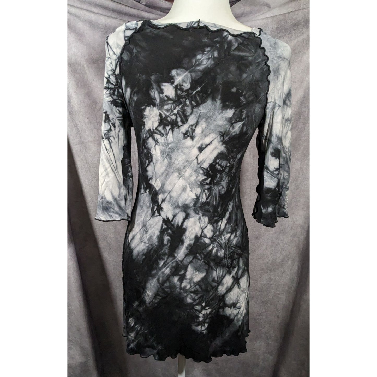 Angelrox Gothic Black and White Tiedye Mini Dress
