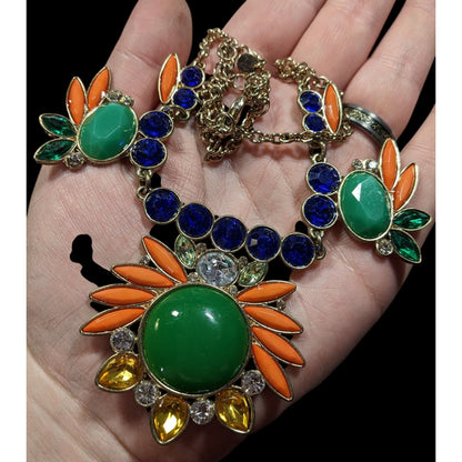 Elegant Glam Birds Of Paradise Gemmed Necklace