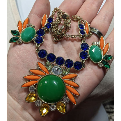 Elegant Glam Birds Of Paradise Gemmed Necklace