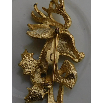 Vintage 1950s Stylized Textured Reindeer Brooch