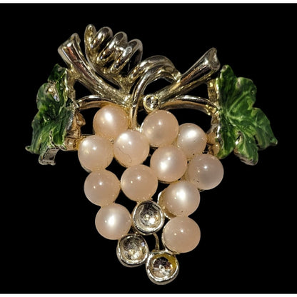 Vintage Pale Pink Moonglow Lucite Grape Bunch Brooch