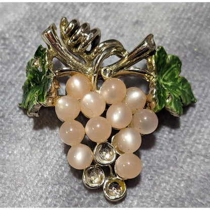 Vintage Pale Pink Moonglow Lucite Grape Bunch Brooch