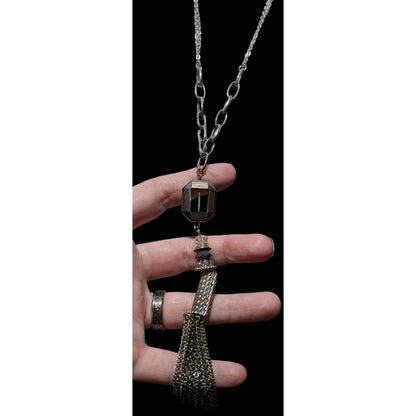 Y2K Glam Silver Abstract Tassel Necklace