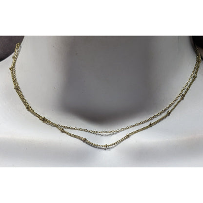 Dainty Minimalist Gold Tone Double Layer Chain Necklace