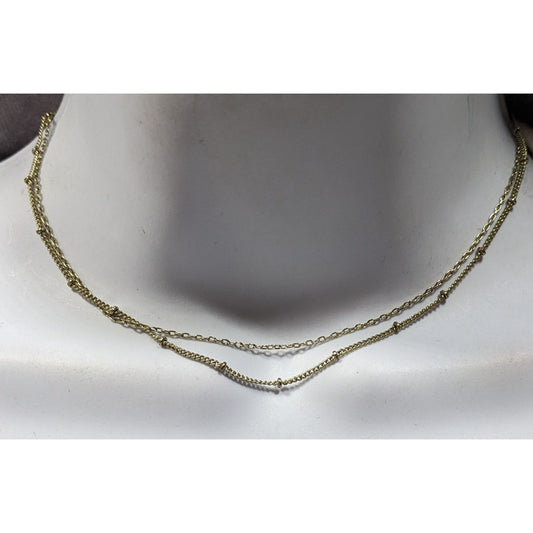 Dainty Minimalist Gold Tone Double Layer Chain Necklace