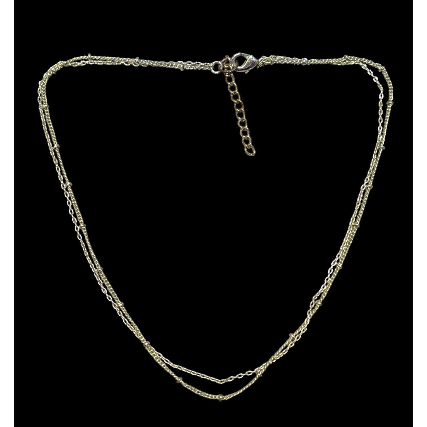 Dainty Minimalist Gold Tone Double Layer Chain Necklace