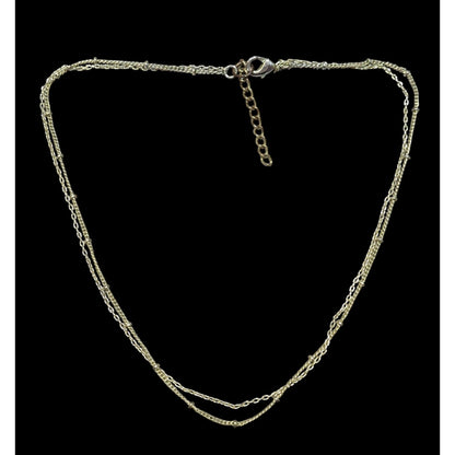Dainty Minimalist Gold Tone Double Layer Chain Necklace