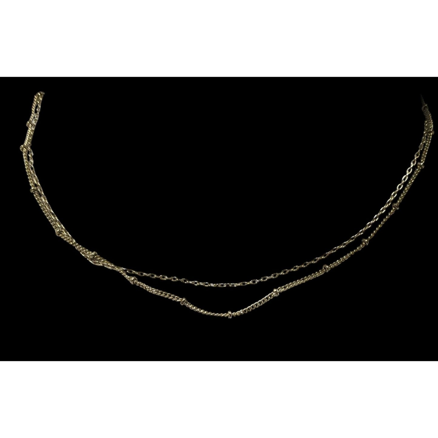Dainty Minimalist Gold Tone Double Layer Chain Necklace
