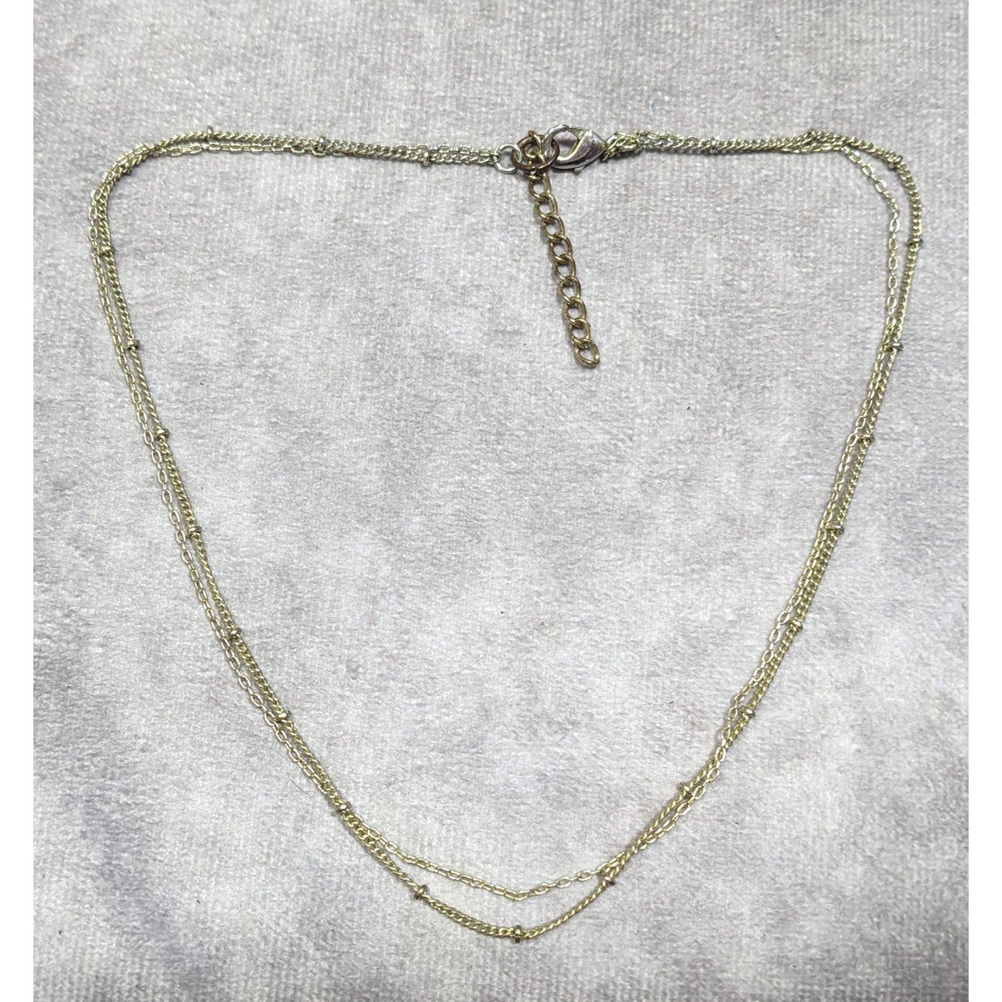 Dainty Minimalist Gold Tone Double Layer Chain Necklace