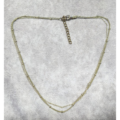 Dainty Minimalist Gold Tone Double Layer Chain Necklace