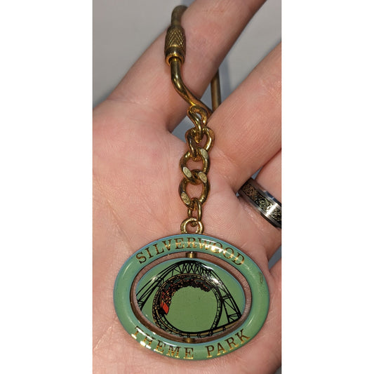 Silverwood Theme Park Spinning Keychain With Vintage Train & Coaster Design