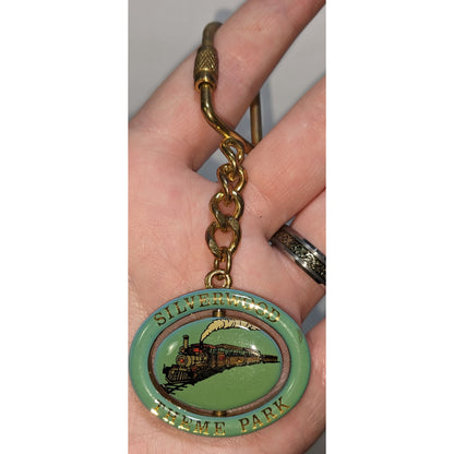 Silverwood Theme Park Spinning Keychain With Vintage Train & Coaster Design