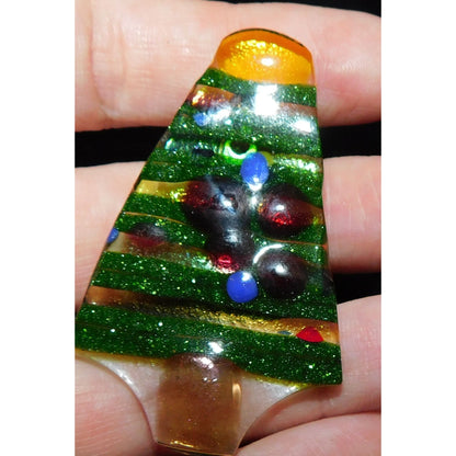 Unique Handmade Glass Christmas Tree Brooch