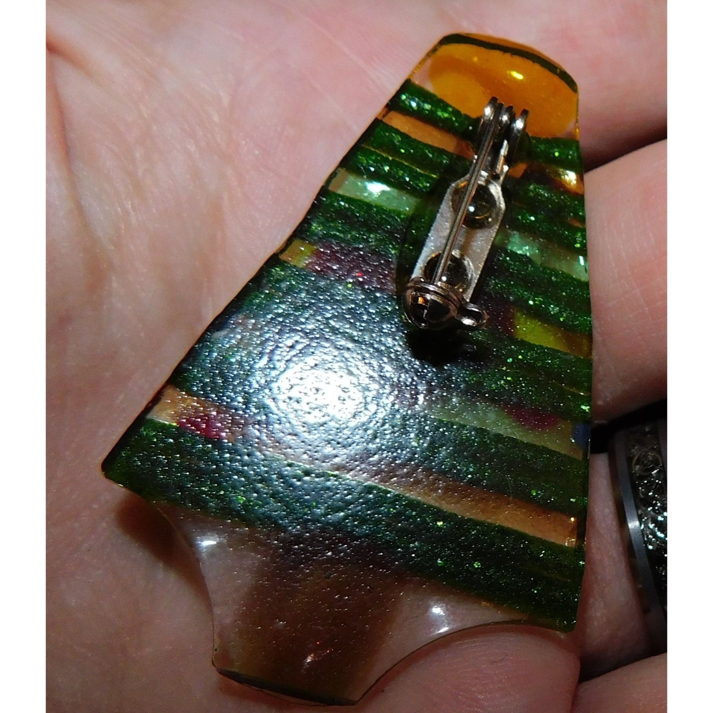 Unique Handmade Glass Christmas Tree Brooch