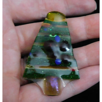 Unique Handmade Glass Christmas Tree Brooch