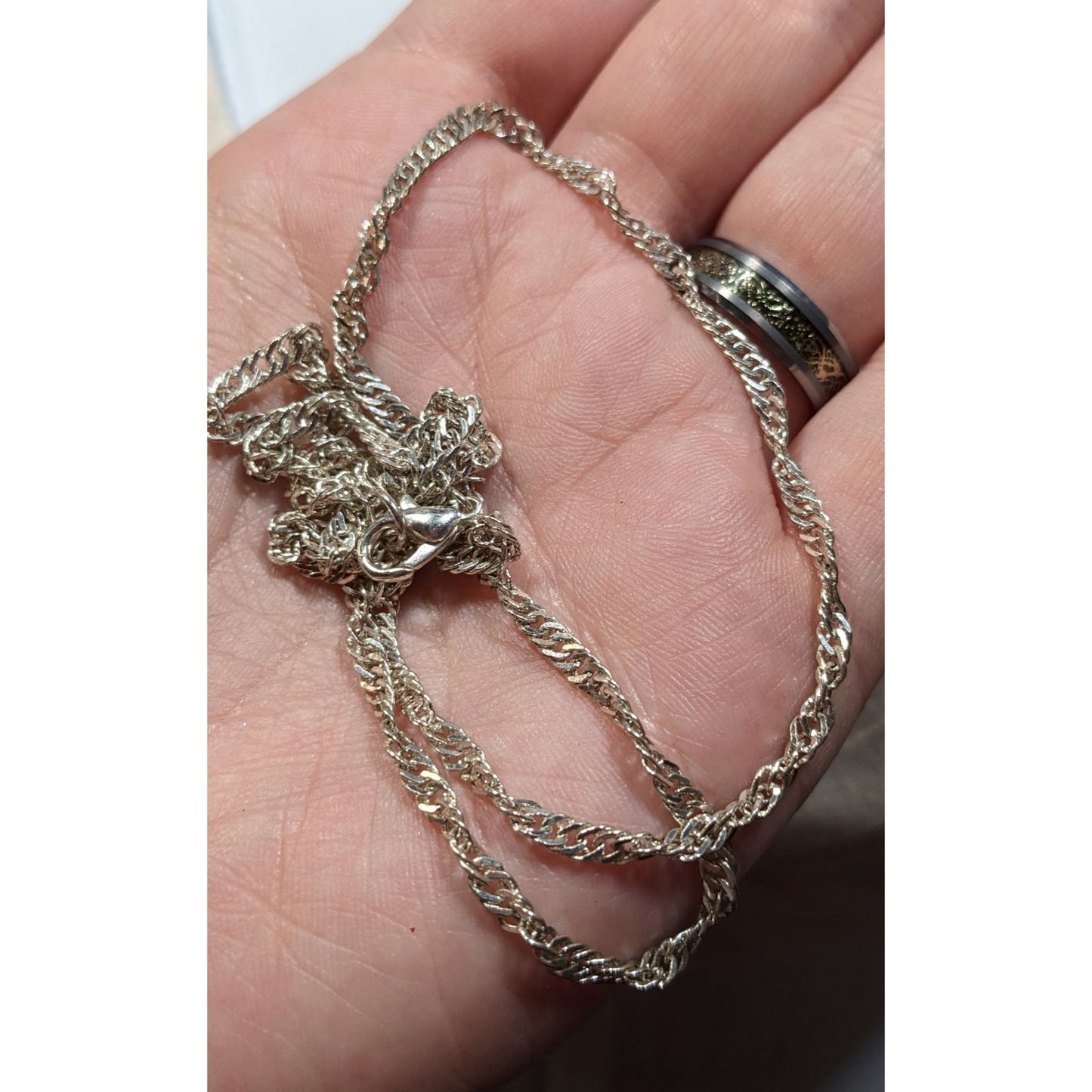 Classic Elegant Twisted Bright Silver Tone Wheat Chain